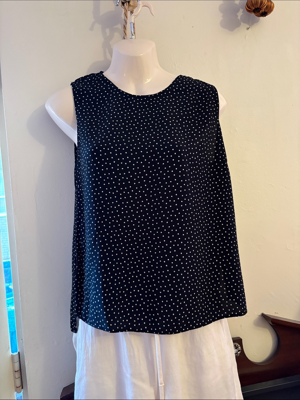 Classic Black Polka Dot Sleeveless Tank Top